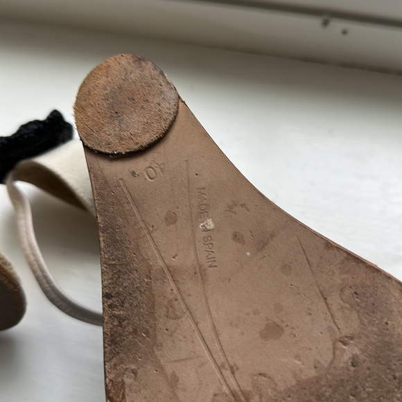 Black and White Espadrille Sandal Heels With Ankle Flower Size 40 Made in Spain - Picture 6 of 8